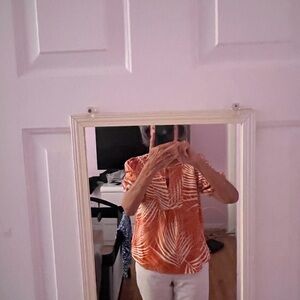 Panama Jack Coral and White Leaf Blouse